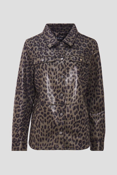 Veste surchemise droite vert kaki femme