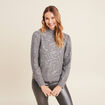 Pull manches longues sequins gris clair femme
