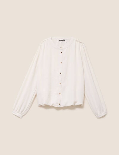 Chemise ample effet boule doubl&eacute;e ivoire femme