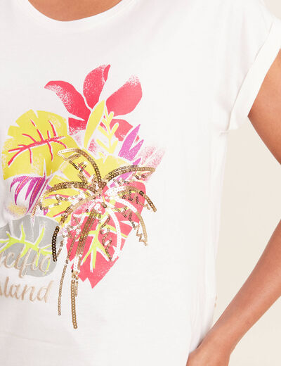 T-shirt manches courtes ecru femme