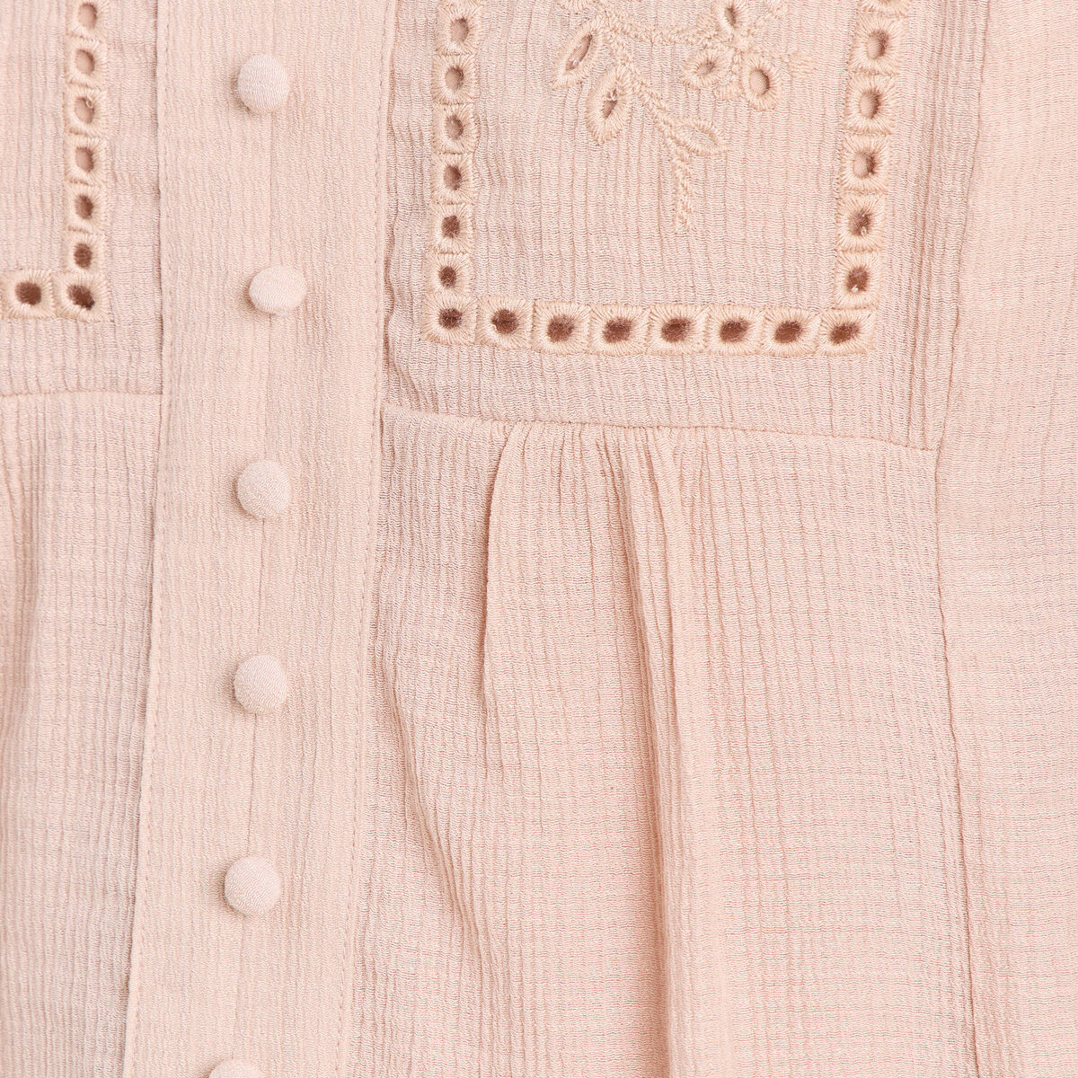 Chemise ample courte avec broderie sable femme
