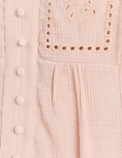 Chemise ample courte avec broderie sable femme