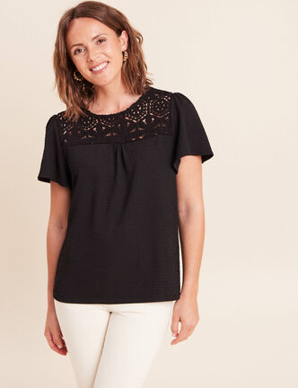 T-shirt manches courtes noir femme