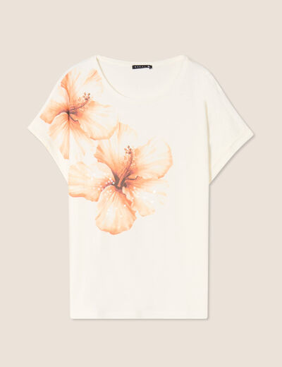 T-shirt manches courtes ecru femme