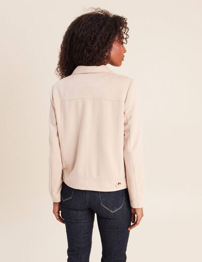 Veste droite col tailleur doubl&eacute;e sable femme