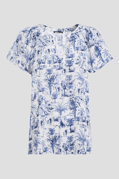 Blouse manches courtes blanc femme