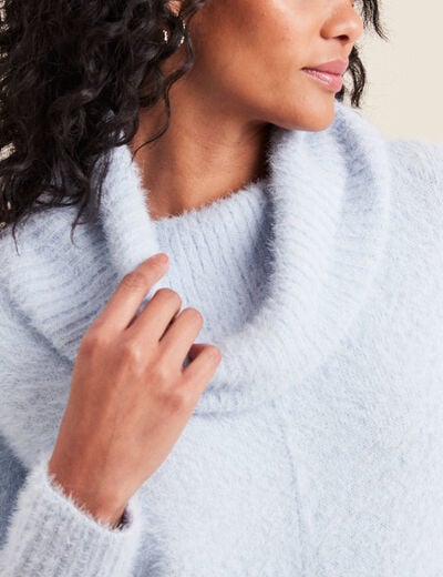 Pull manches longues bleu pastel femme