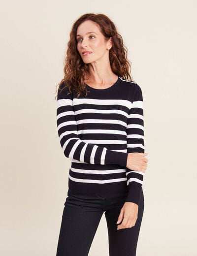 Pull manches longues bleu marine femme