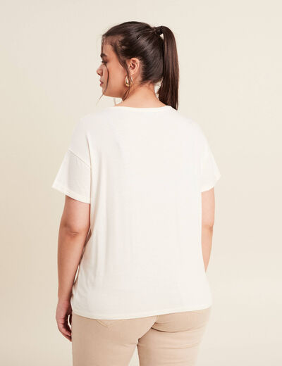 T-shirt manches courtes ecru femme