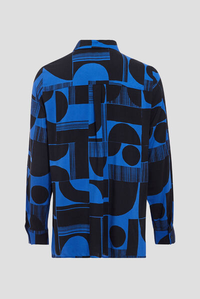 Chemise manches longues bleu electrique femme