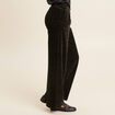 Pantalon large velours vert foncé femme