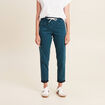 Pantalon coupe droite à coulisse bleu canard femme
