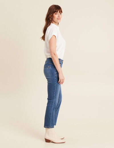 Jean droit 7/8ème à pont denim stone femme