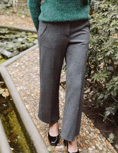 Pantalon large 7/8ème gris clair femme
