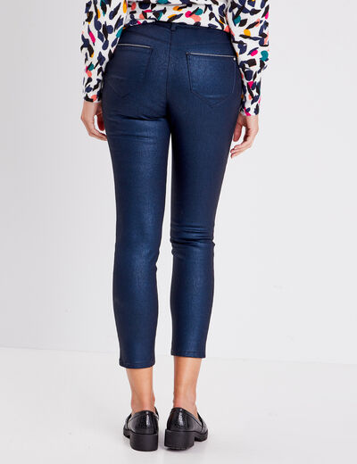 Pantalon ajusté aspect irisé bleu foncé femme