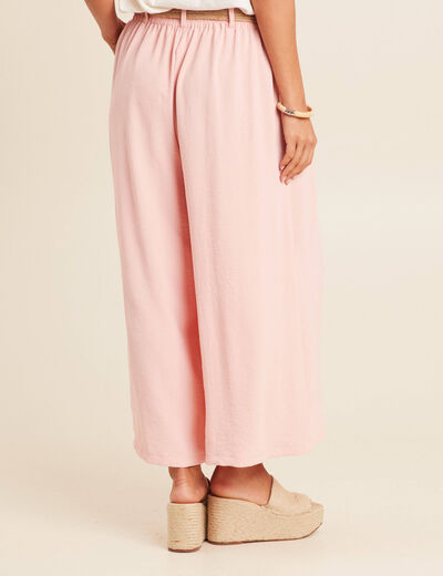 Pantalon jupe-culotte large rose saumon femme
