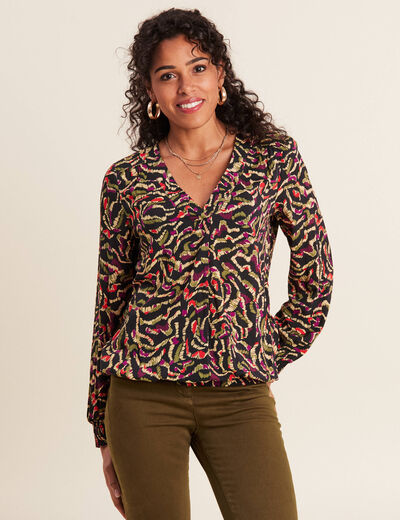 Blouse manches longues vert kaki femme