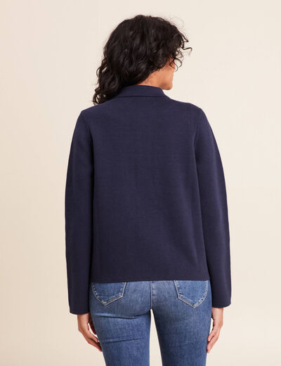 Gilet r&eacute;versible manches longues bleu femme