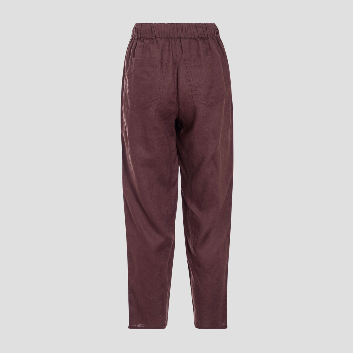 Pantalon battle en lin marron fonc&eacute; femme
