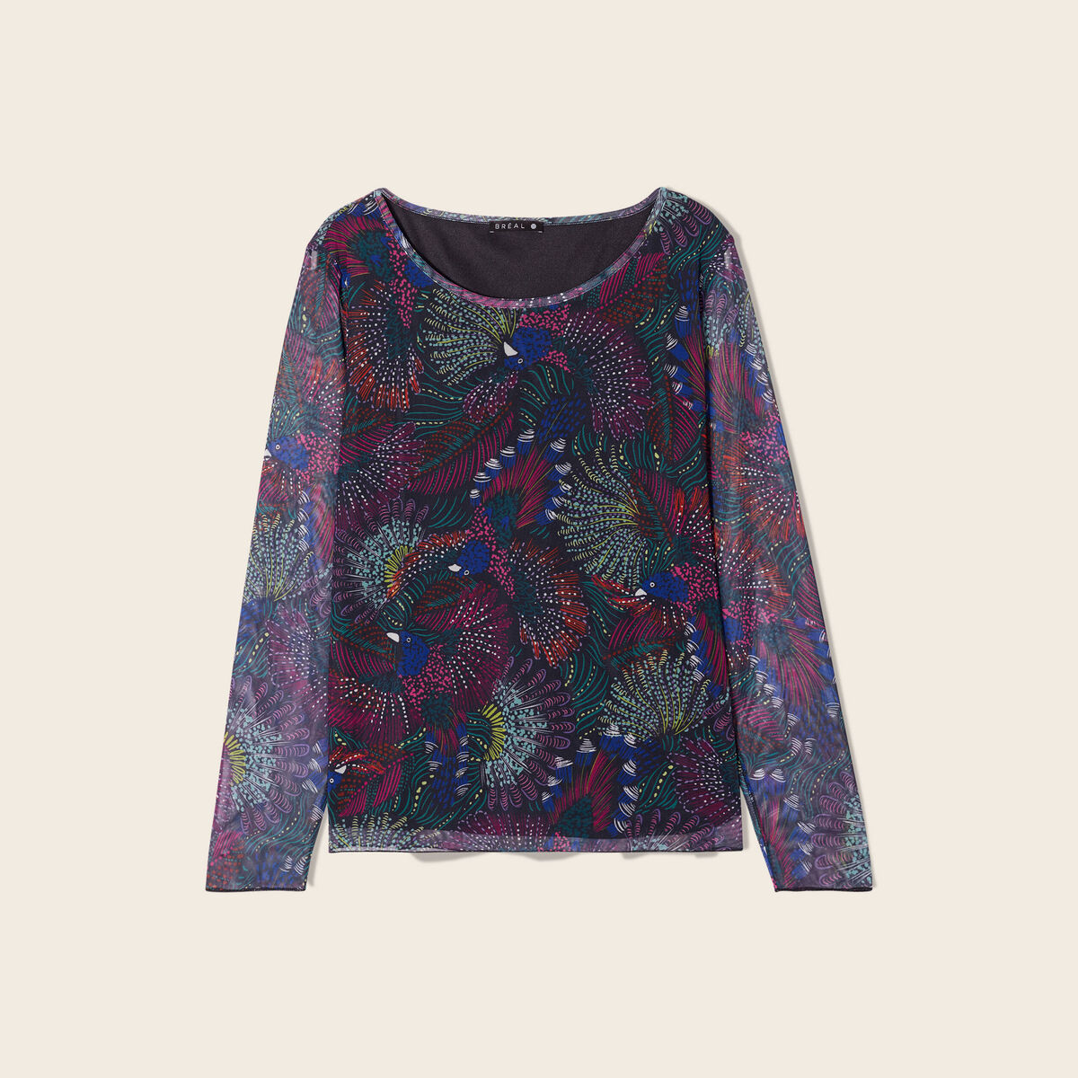 T-shirt manches longues multicolore femme