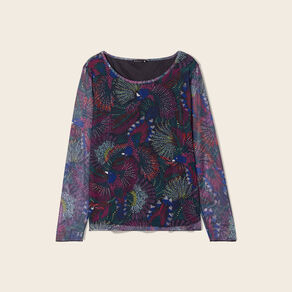 T-shirt manches longues multicolore femme