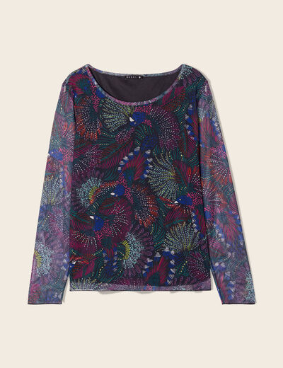 T-shirt manches longues multicolore femme