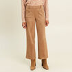 Pantalon aspect daim marron femme