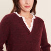 Pull bi-mati&egrave;re col tunisien bordeaux femme