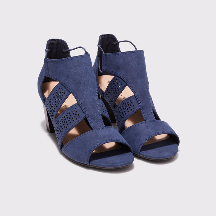 Sandales à talons perforées bleu marine femme