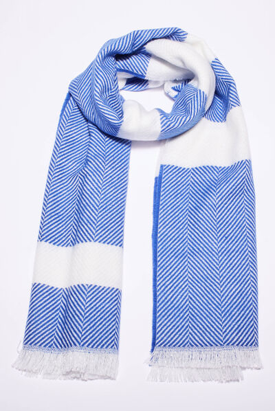 Écharpe à franges bleu electrique femme