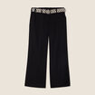 Pantalon large 7/8ème ceinturé noir femme