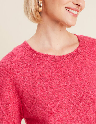 Pull manches longues rose framboise femme