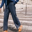 Pantalon large 7/8&egrave;me bleu femme