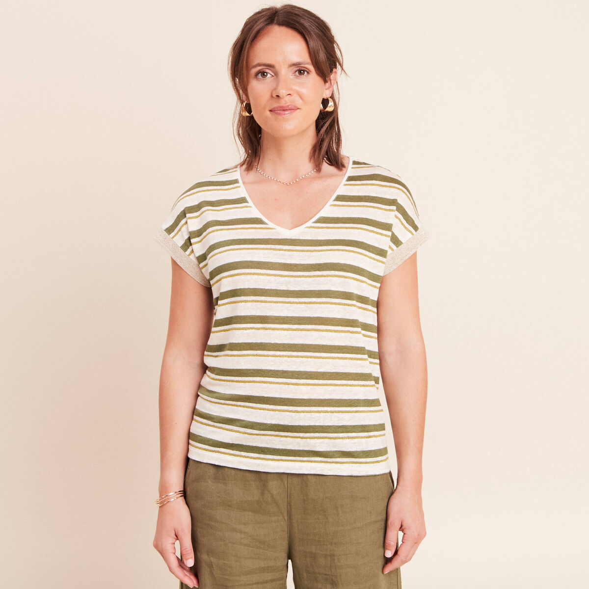 T-shirt manches courtes vert femme