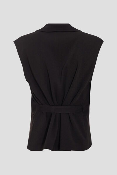 Veste tailleur sans manches noir femme