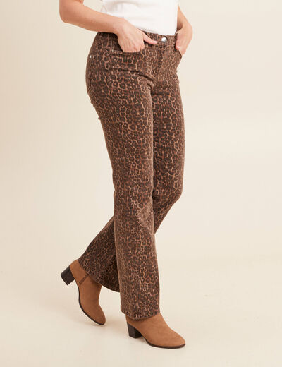 Pantalon magique L'Unique coupe bootcut marron cognac femme