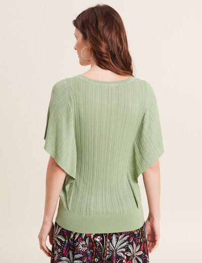 Pull manches courtes papillons vert émeraude femme