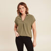 Blouse manches courtes vert kaki femme