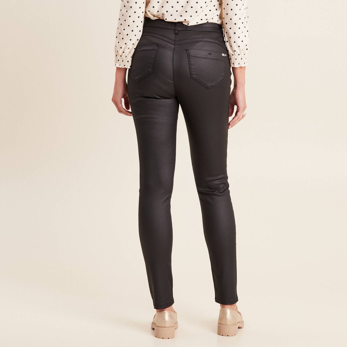 Pantalon magique L'Unique enduit noir femme
