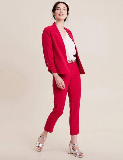 Pantalon chino à ceinture rose cerise femme