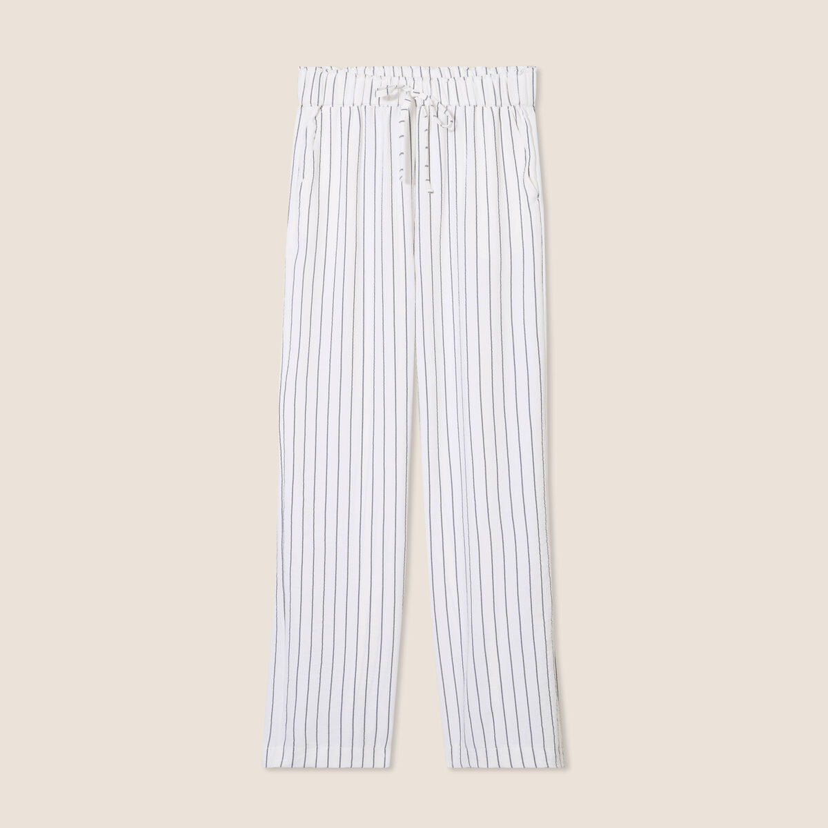 Pantalon large taille haute gris fonc&eacute; femme