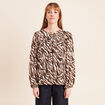 Blouse ample col rond manches longues noir femme