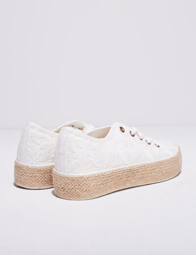 Tennis plateformes à lacets ecru femme