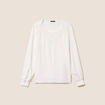 Blouse droite manches longues dentelle ecru femme
