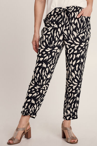 Pantalon flou à coulisse noir femme