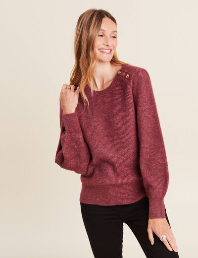 Pull manches longues rouge foncé femme