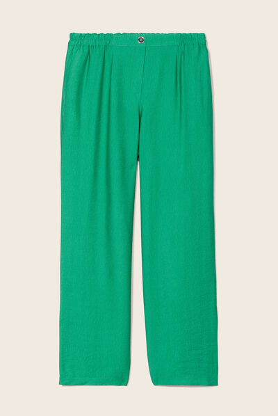 Pantalon large fluide vert menthe femme
