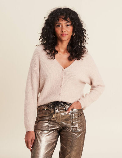 Gilet manches longues beige femme