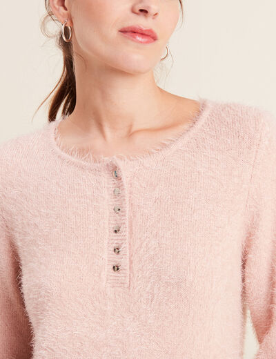 Pull manches longues vieux rose femme