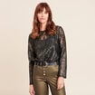 T-shirt dentelle manches longues vert kaki femme